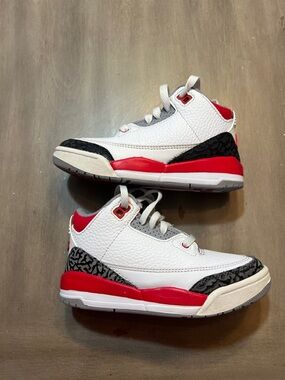 Jordan retro 3 boys red and white size 11C  No box B1G1 50% off